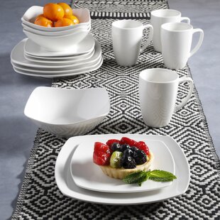 Roscher Square Dinner Or Salad Plates White Weave Set Of 4 New Fine Porcelain 