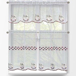 Happy Chef 3 Piece Embroidered Kitchen Tier and Valance Set
