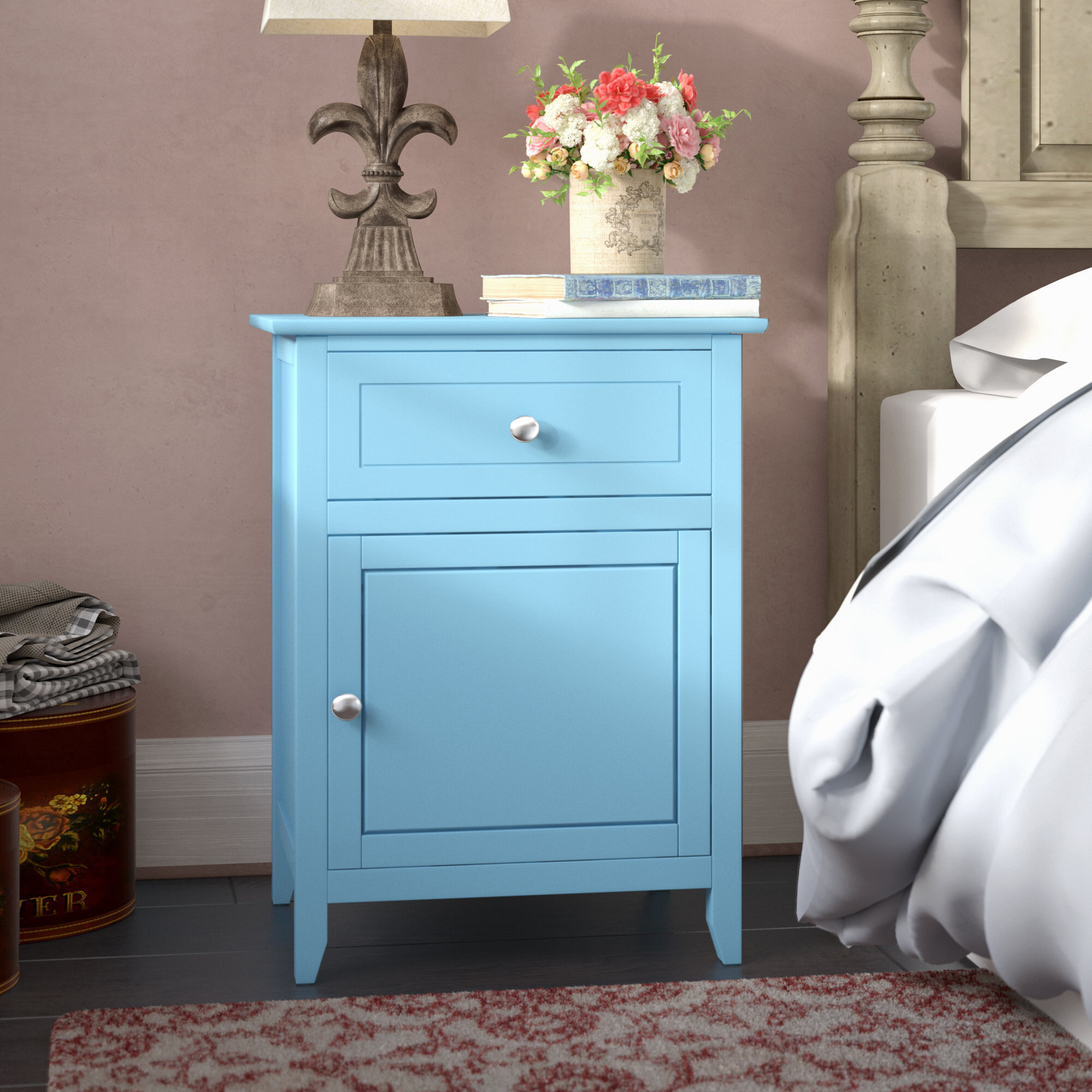 light blue nightstands