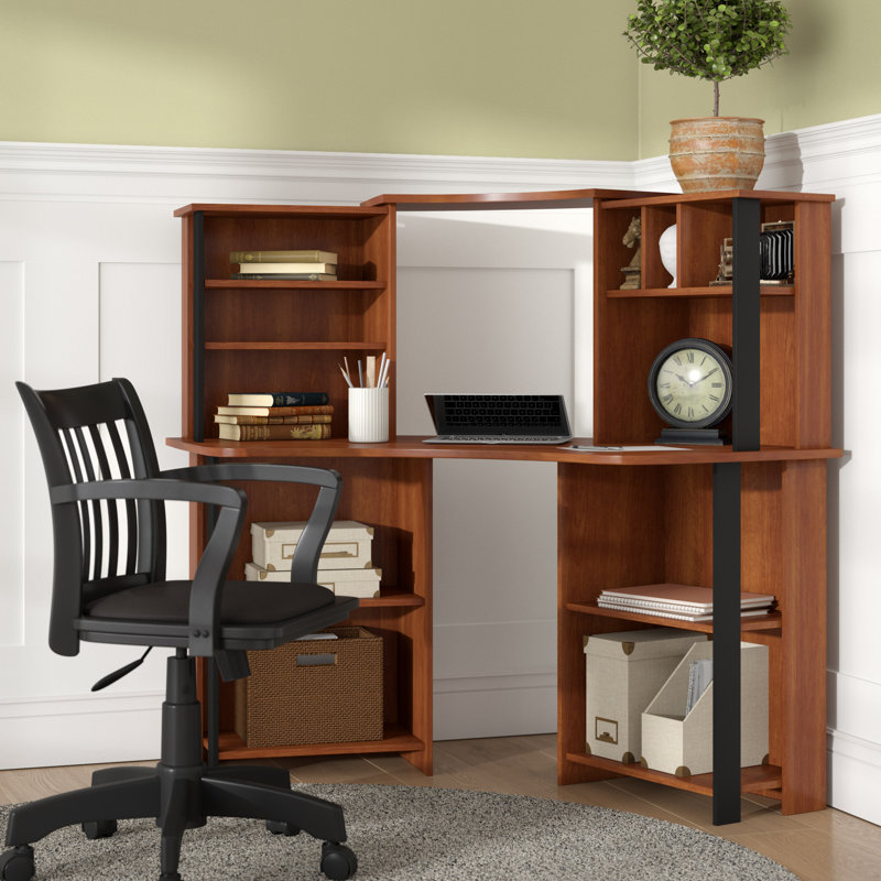 Winston Porter Hibbler Corner Writing Desk with Bookcase ...