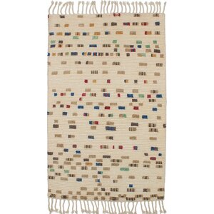 One-of-a-Kind Hendley Hand-Knotted Cream Area Rug