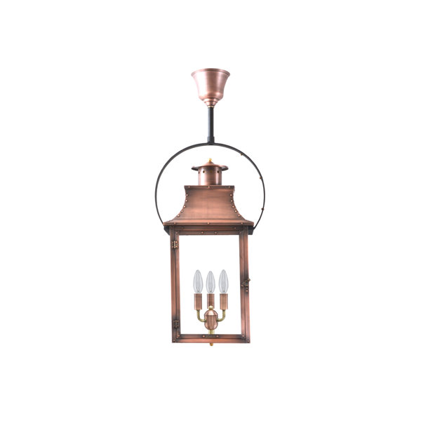 Longshore Tides Gravette Aged Copper 3 Bulb 27 H Outdoor Hanging Lantern Wayfair