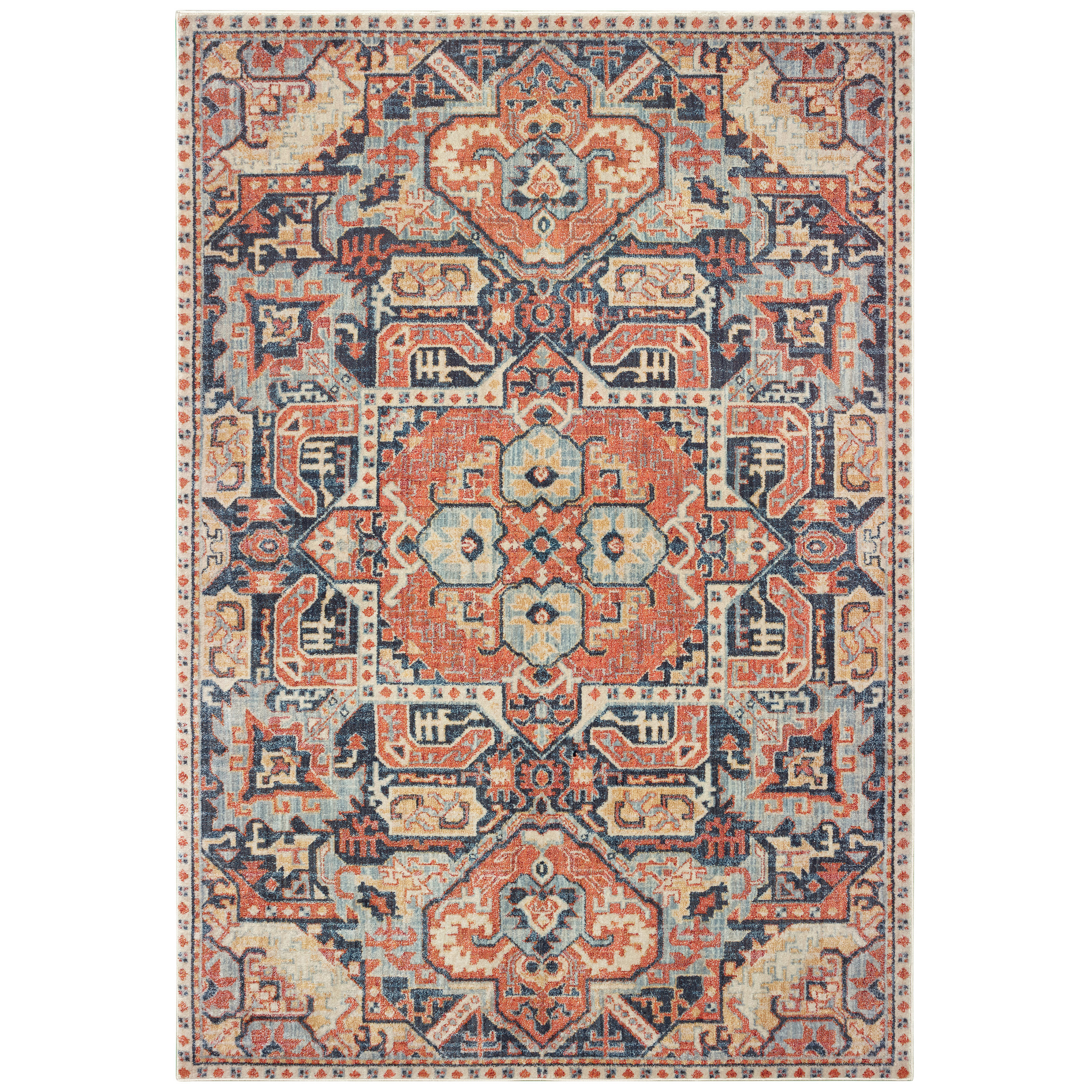Solo Rugs Jeneva Oriental Blue Orange Area Rug Perigold