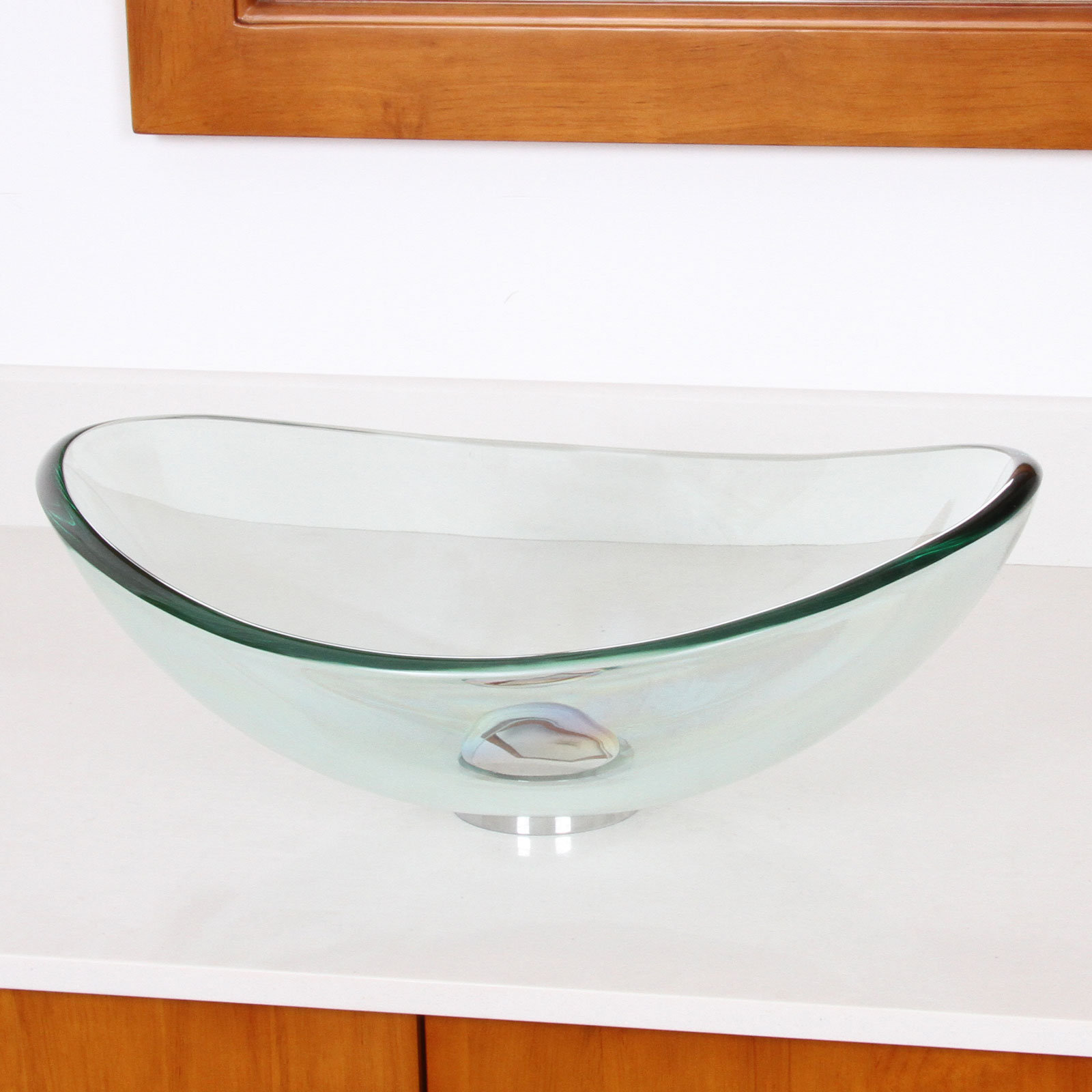 ELECWISH Bathroom Round Vessel Sink Ocean Blue Tempered Glass Above Top Hand Painting Artistic Sink with Oil Rubbed Bronze Faucet /& Pop Up Drain