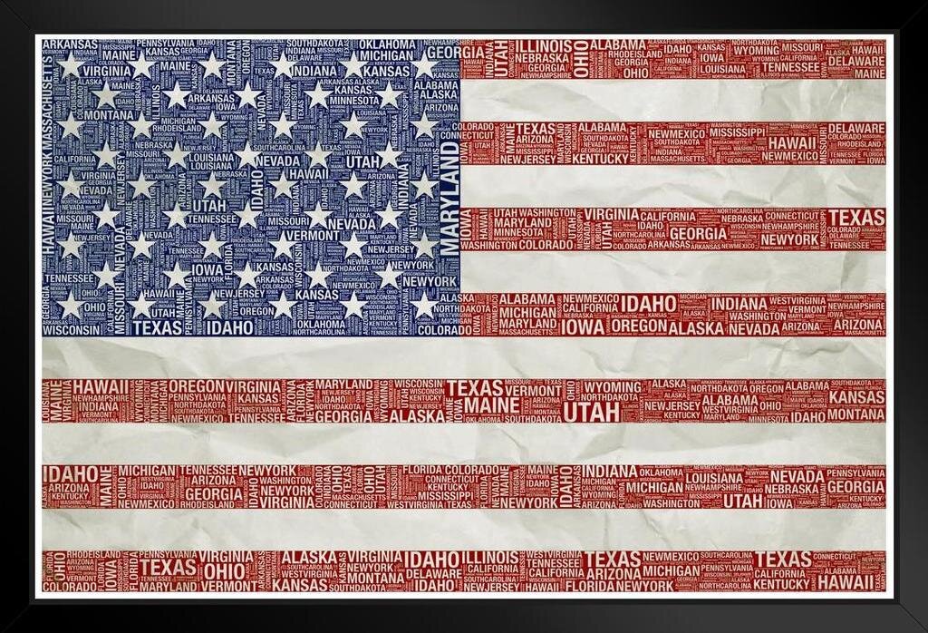 25x38 Hammond Our Fifty States Flags & Facts Wall Poster New 
