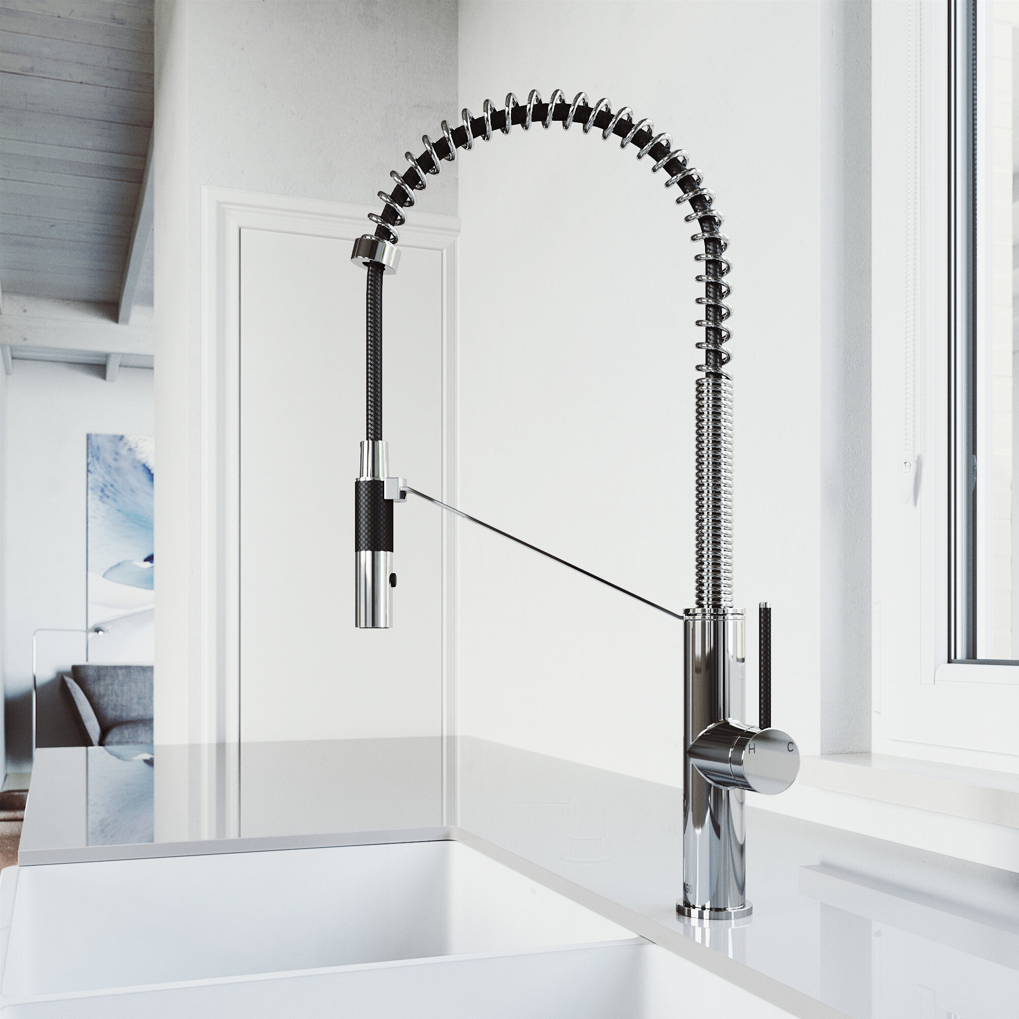 Livingston Magnetic Pull Down Single Handle Kitchen Faucet