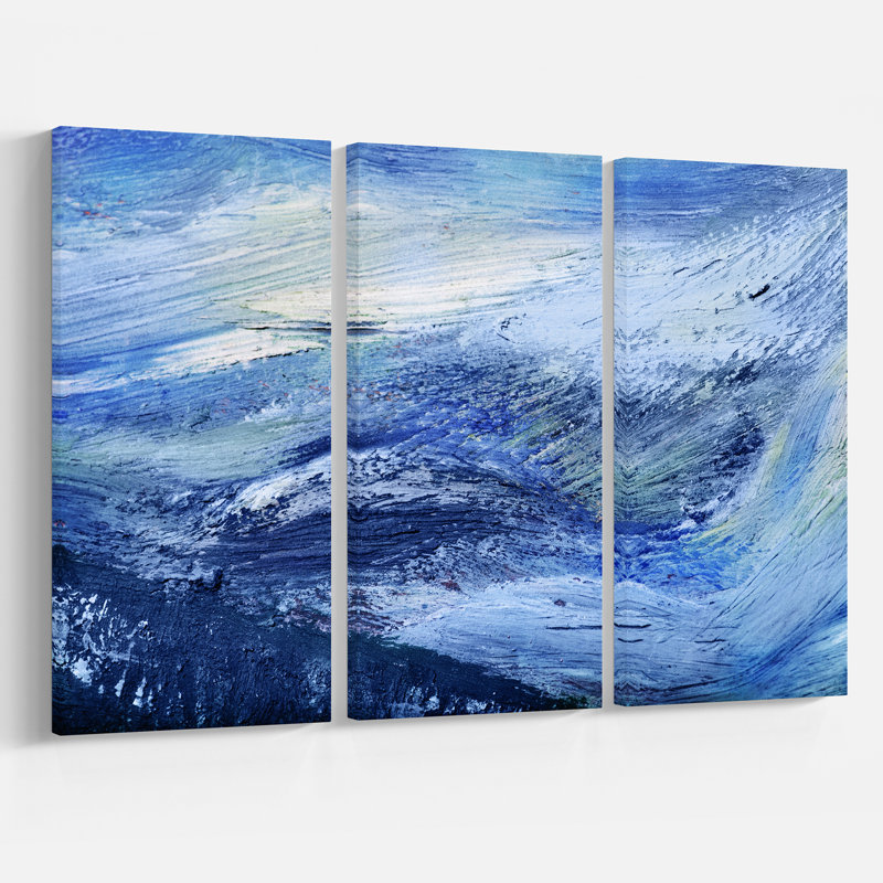 East Urban Home Blue Blurry Abstract Oil Painting Print Multi