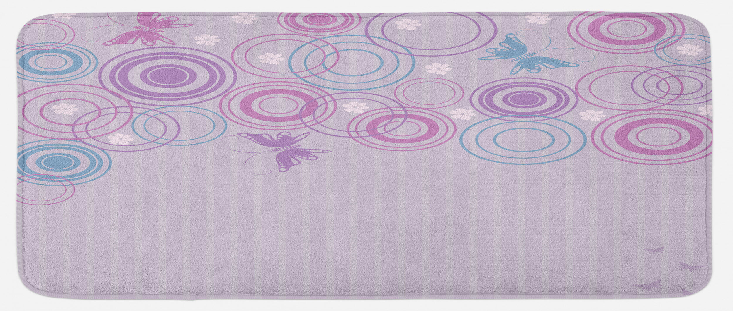 East Urban Home Abstract Soft Color Background With Summer Season Animals And Circles Lilac Blue Pink Kitchen Mat Wayfair