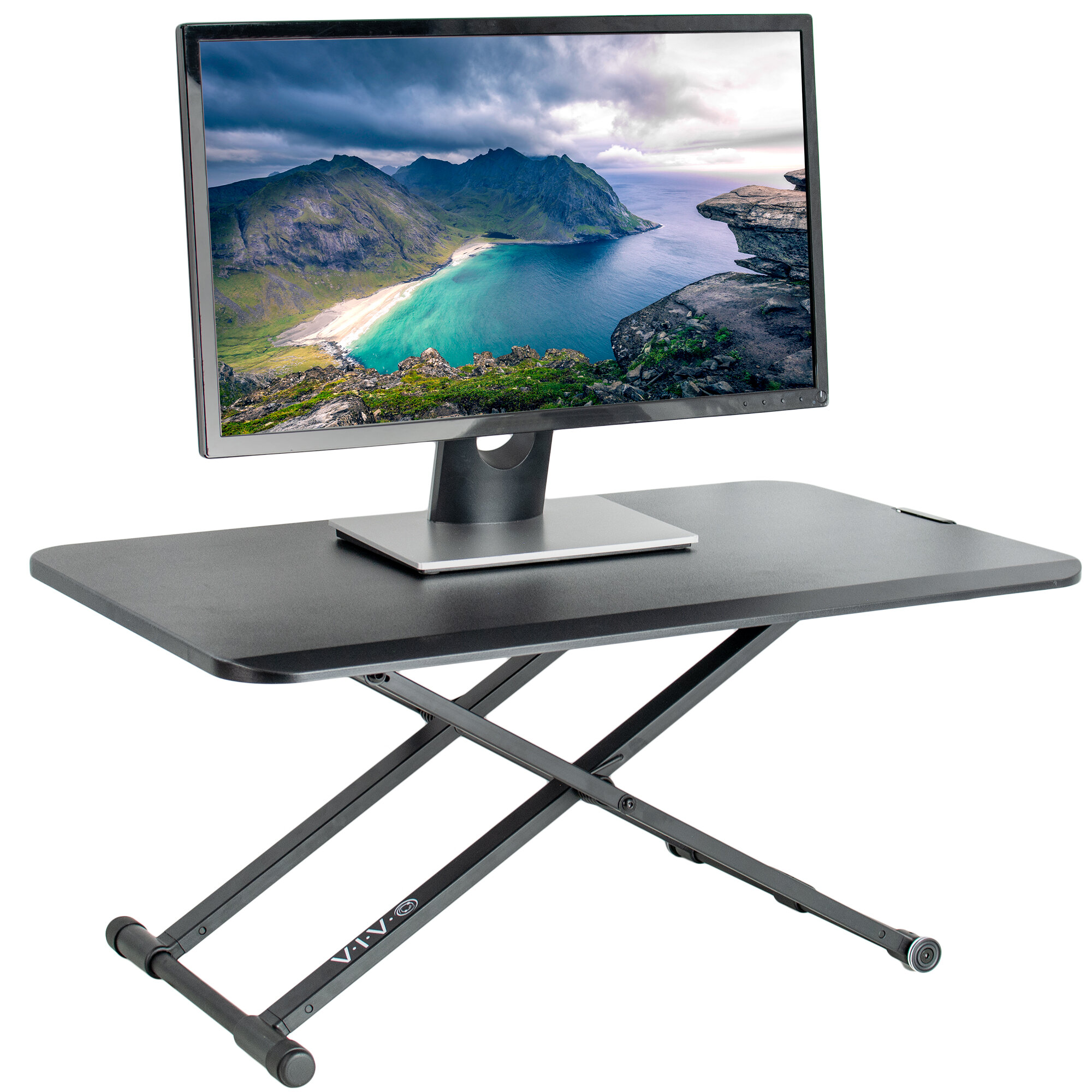 Vivo Small Single Top Height Adjustable 29 Standing Desk Monitor