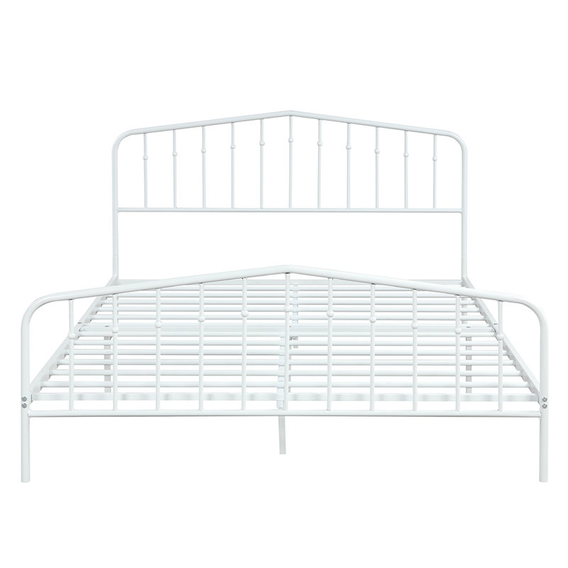Dumee Queen Size Metal Platform Bed Frame With Modern Style Headboard And Footboard Steel Round Slat