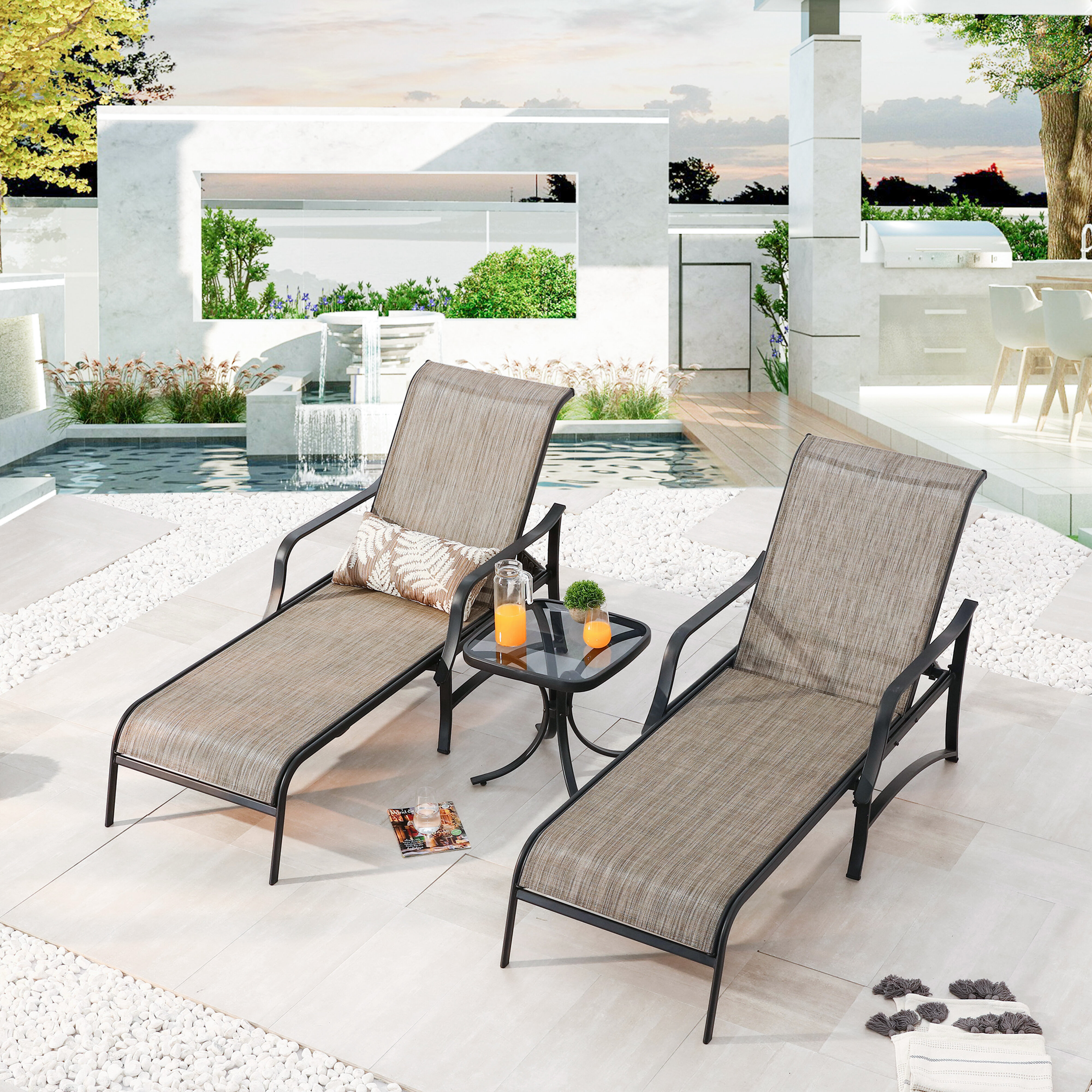 pawlak 765" long reclining chaise lounge set