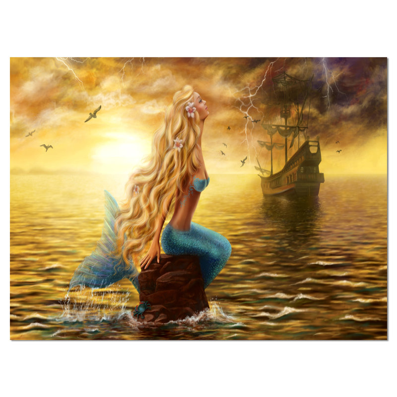 Ebern Designs Sea Mermaid With Ghost Ship Graphic Art On Wrapped Canvas Reviews Wayfair Ebern Designs Sea Mermaid With Ghost Ship Graphic Art On Wrapped Canvas Reviews Wayfair