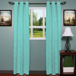 Luxury Geometric Blackout Thermal Grommet Curtain Panels (Set of 2)
