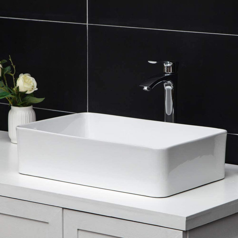 Mocoloo White Ceramic Rectangular Vessel Bathroom Sink Wayfair