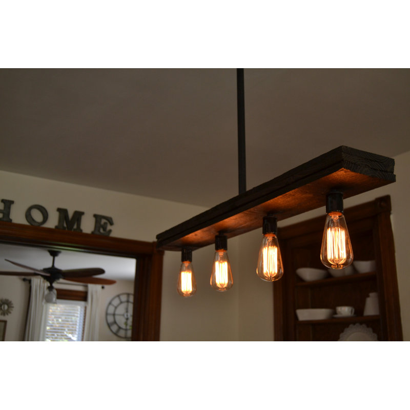 West Ninth Vintage Triple Wood 4 Light Kitchen Island Pendant