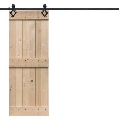 Paneled Wood Unfinished Barnwood Barn Door Without