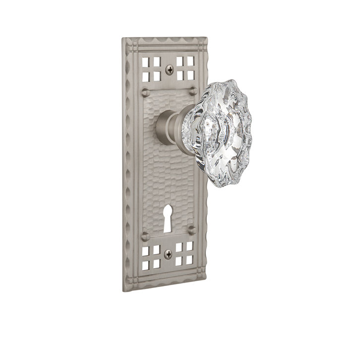 Crystal Chateau Double Dummy Door Knob With Keyhole Craftsman Long Plate
