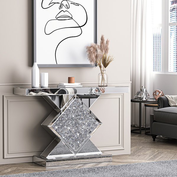 Brand New Crushed Diamond Mirrored Console Table