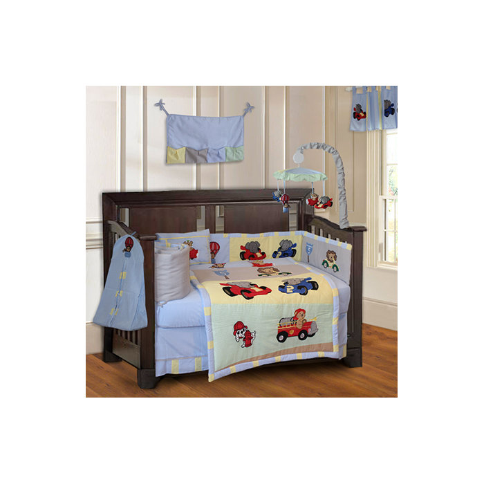 Harriet Bee Sirois Animal Zoom Car Racing Baby 10 Piece Crib