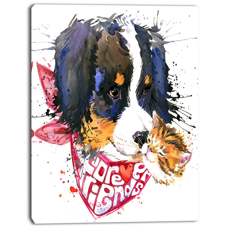 Designart Dog And Cat Friends Forever Painting Print On Wrapped Canvas Wayfair I realize it stands for all in the painting have died at age 27. dog and cat friends forever painting print on wrapped canvas