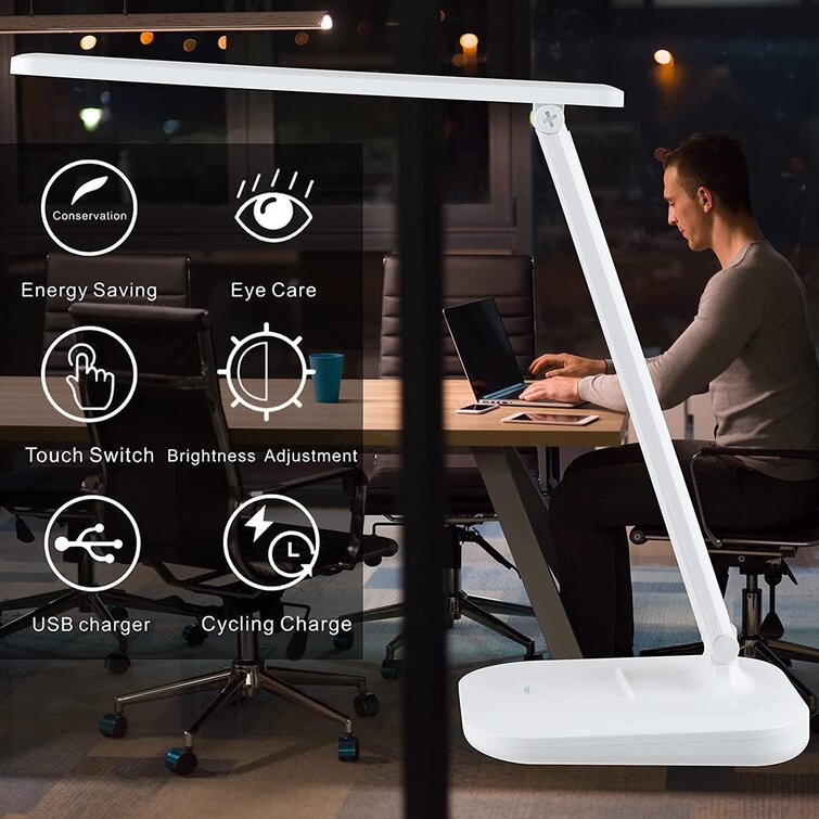 LED Desk Lamp,Upgraded 4000mAh Battery Powered with USB Charging Port,3 Lighting Modes,10 Brightness Levels,Eye-Caring Table Lamp for Home,Office,Reading Light for Students 