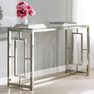 glass and metal console table