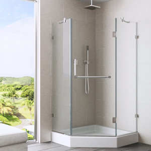 Piedmont 36 x 36-in. Frameless Neo-Angle Shower Enclosure with .375-in. Clear Glass and Chrome Hardware