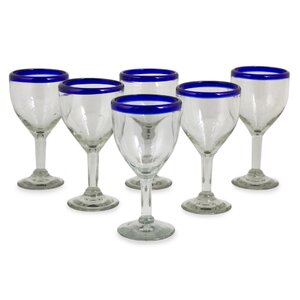 Hand Blown Recycled Glass Goblet (Set of 6)