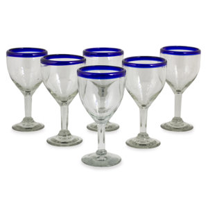 Hand Blown Recycled Glass Goblet (Set of 6)