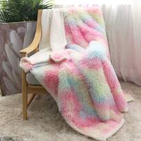 STAOLENE Faux Fur Throw Blankets Comfy Rainbow Soft Fuzzy Fall Throw Blanket x 