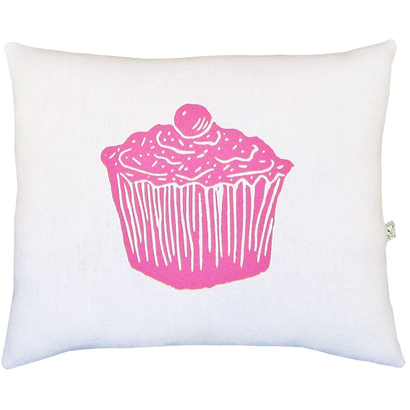 Cupcake Block Print Squillow Accent Cotton Throw Pillow
