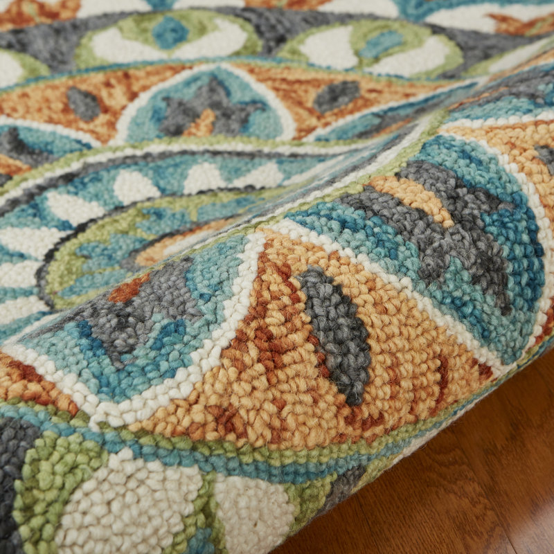 Darby Home Co Arla Floral Medallion Hand Tufted Wool Teal Green Orange Area Rug Reviews Wayfair