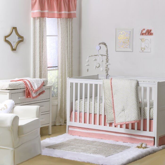 solid pink crib bedding set