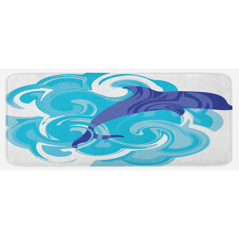 East Urban Home Abstract Representation Of Waves Aqua Life Soft Color Image Nature Scenes Violet Blue Sky Blue Kitchen Mat Wayfair