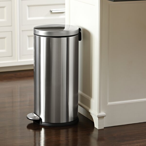 8 Gallon 30 Liter Round Gunmetal Painting Stainless Steel Step-on Trash Can 