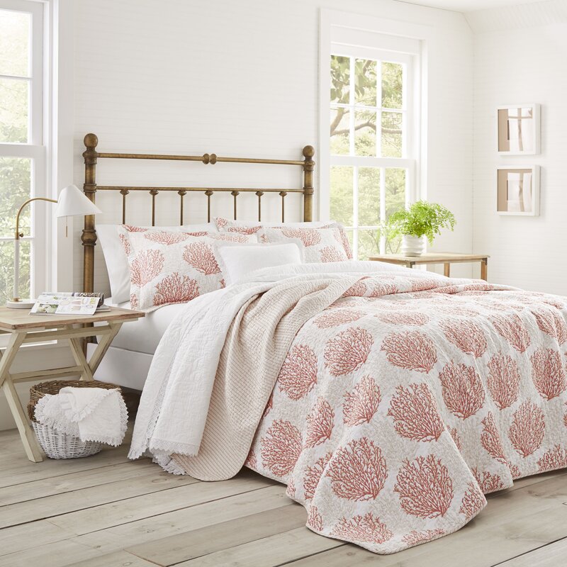 Laura Ashley Coral Coast Reversible Quilt Set By Laura Ashley Home