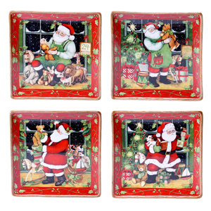 Santa's Workshop Dinner Plate 4 Piece Set