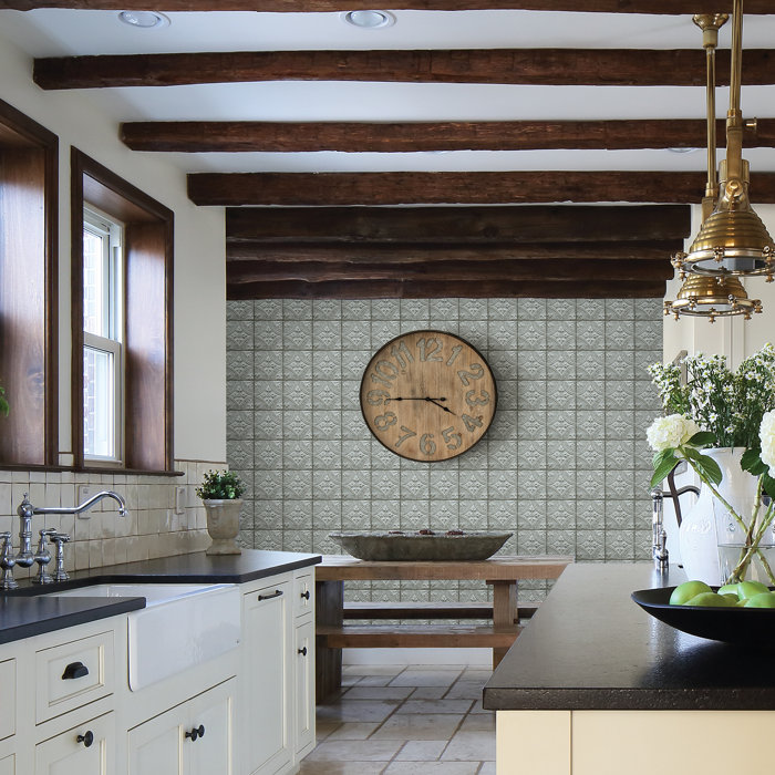 Molinari Tin Ceiling Tile 33 L X 20 5 W Metallic Wallpaper Roll