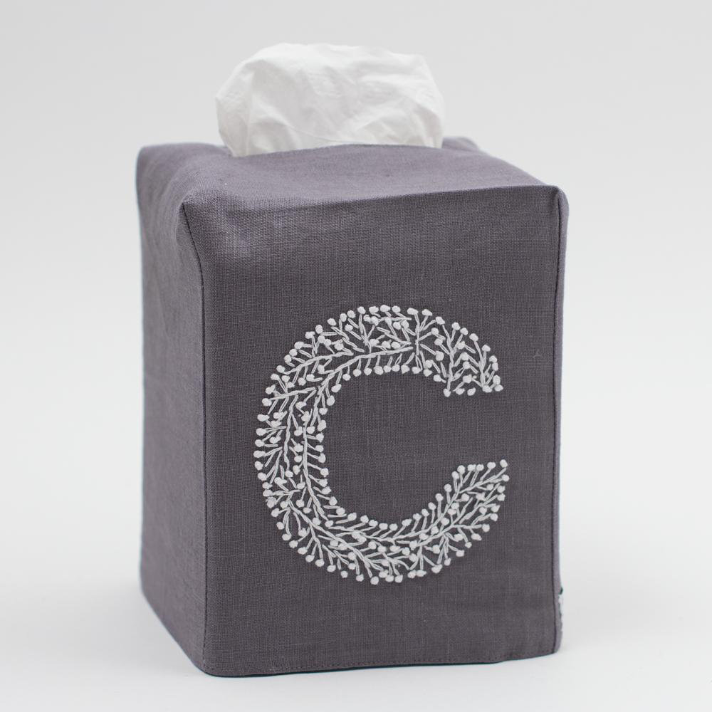 monogrammed tissue box cover