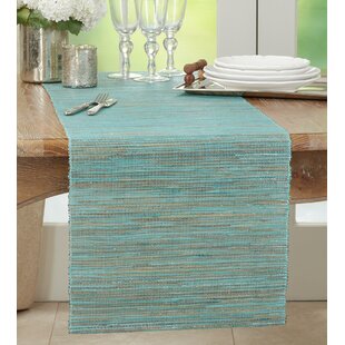Ambesonne Turquoise Blue Table Runner Dining Room Kitchen Rectangular Runner 16 X 120 Mustard Turquoise Repeating Tropic Fish Pattern on Thin Line Waves