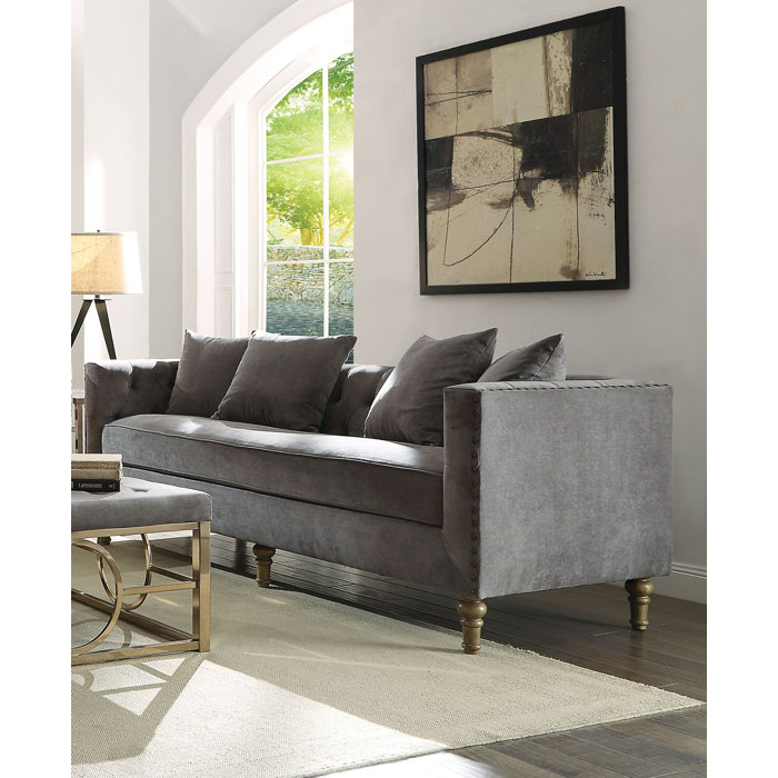 Bungalow Rose Major Q Modern Grey Velvet Cozy Elegant Sofa With 4