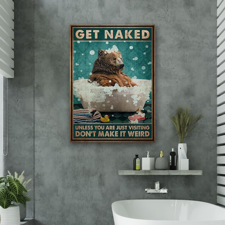 GET NAKED wooden country outhouse bathroom baths wall art decor wood sign