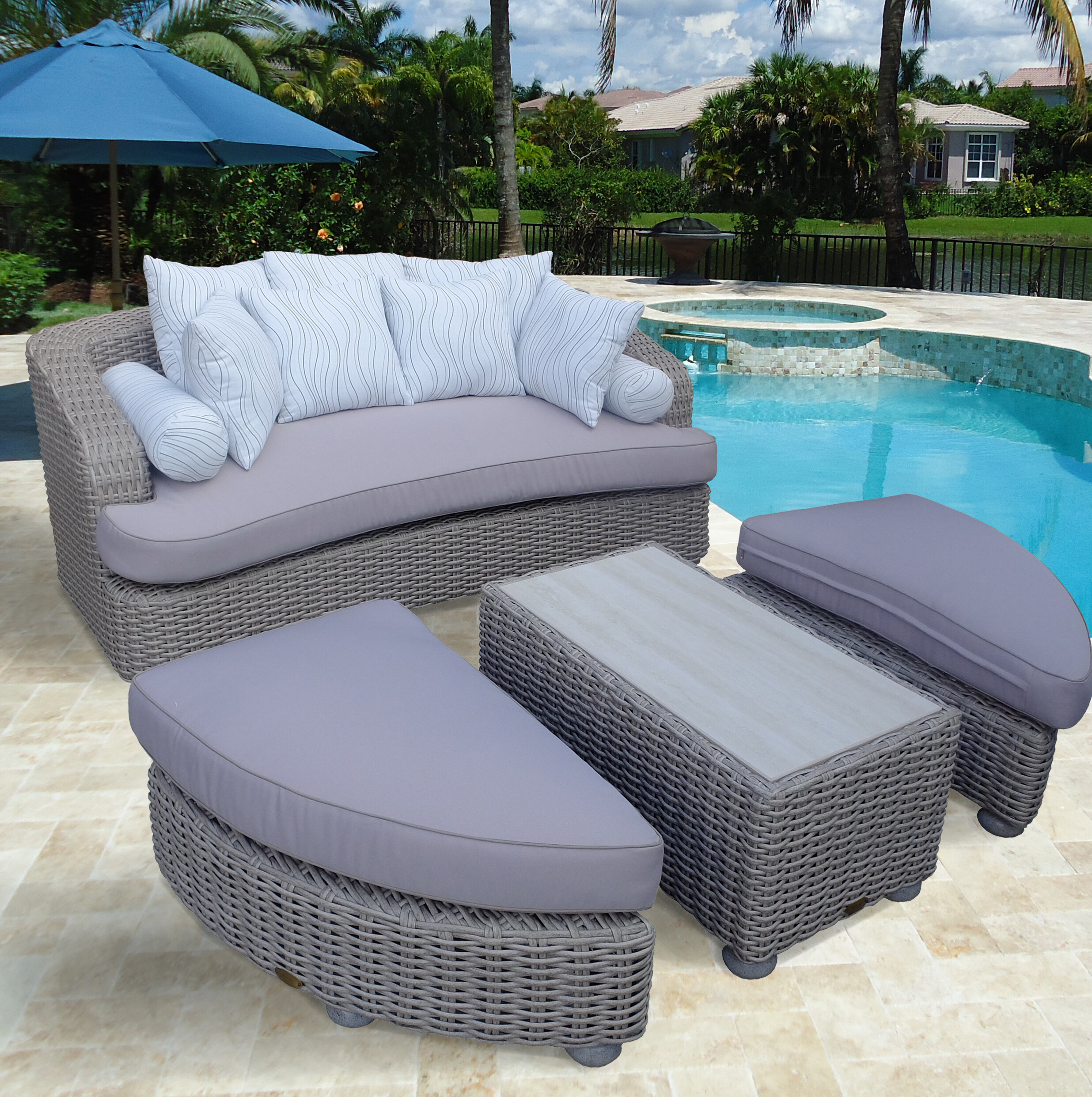 Bayou Breeze Gaia Tuscan Patio Daybed With Cushions Wayfair