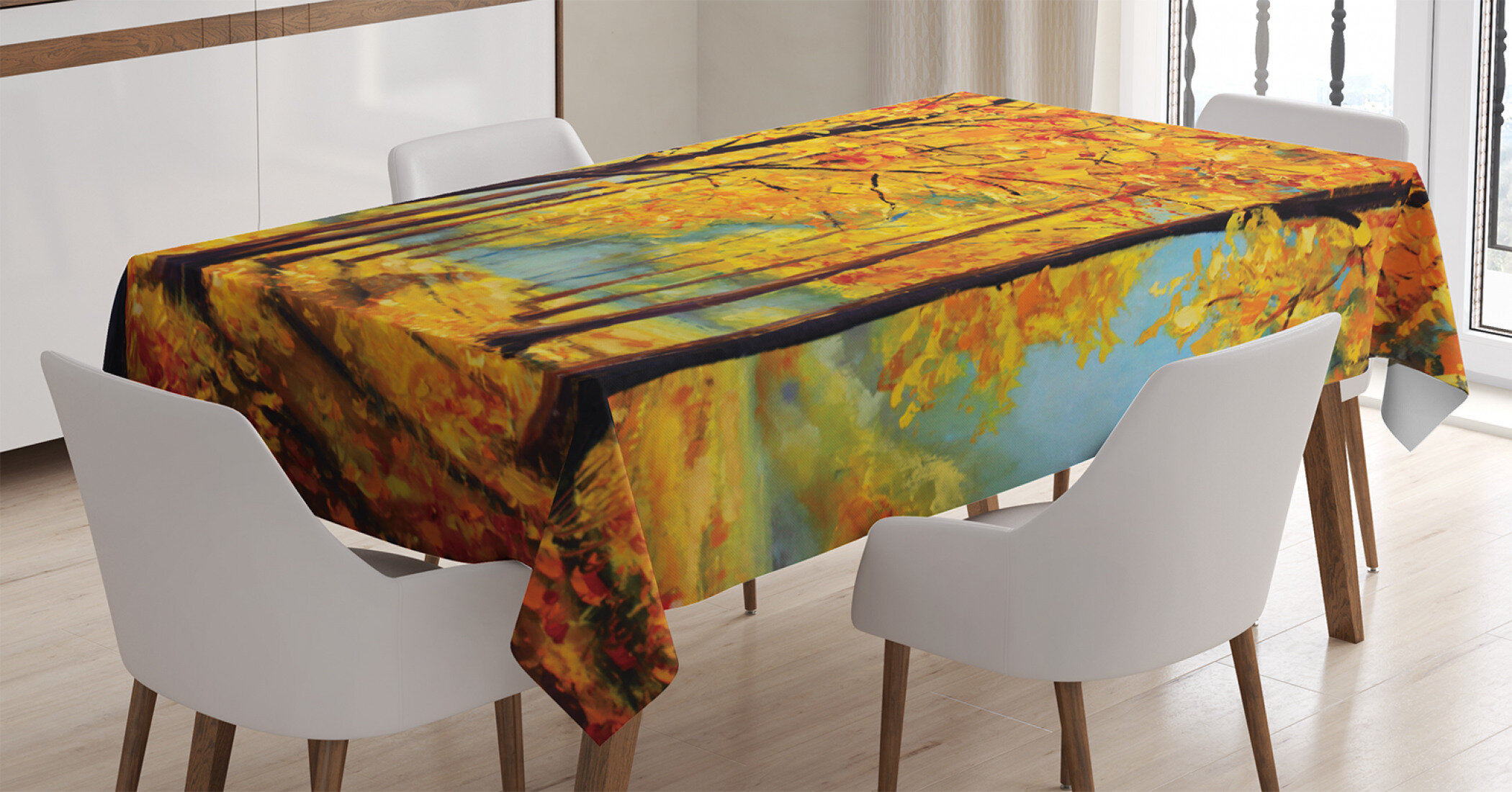 Ambesonne Colorful Nature Tablecloth Table Cover for Dining Room Kitchen