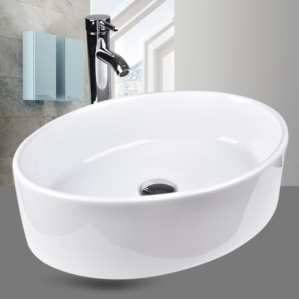 Bathroom vessel sink above counter ceramic wash basin Egg Shape Copper Color