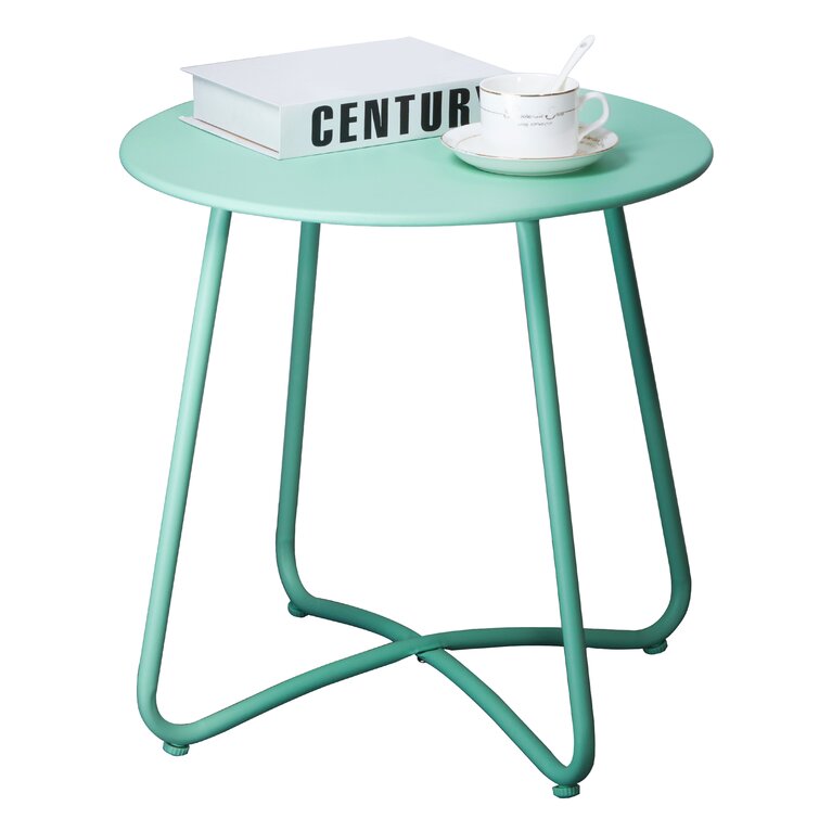Wrought Studio Small Round Metal Side Table, Anti-rust Outdoor Patio ...