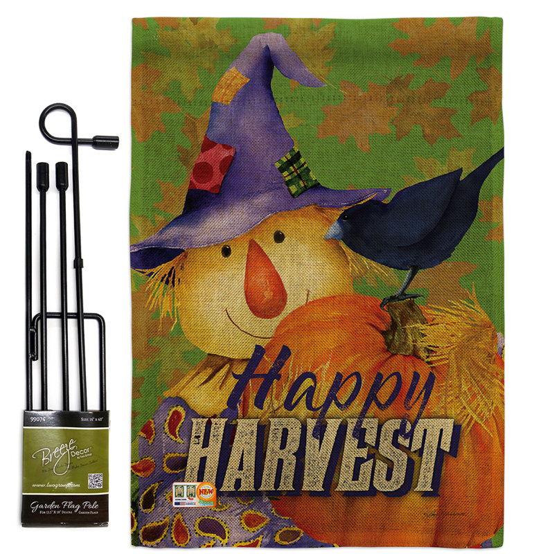 Breeze Decor Happy Harvest Scarecrow Fall And Autumn Impressions 2 Sided Polyester 19 X 13 In Flag Set Wayfair