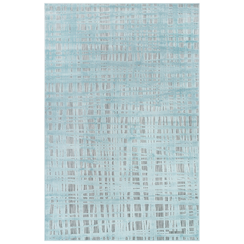 Wrought Studio Rialto Grid Aqua Indoor Outdoor Area Rug Reviews Wayfair