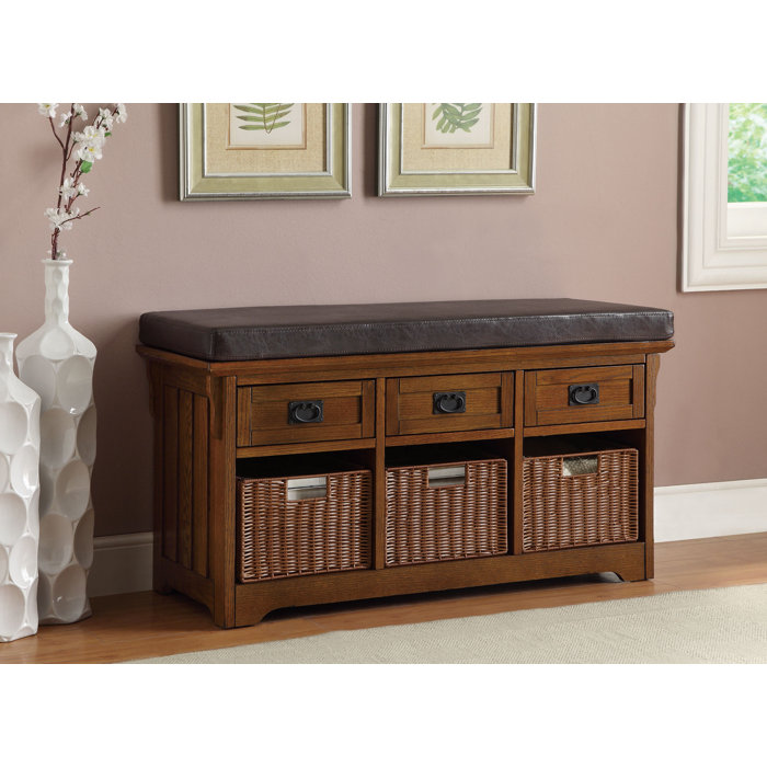 Roche Accent Hallway Entryway Faux Leather Storage Bench Roche Accent Hallway Entryway Faux Leather Storage Bench