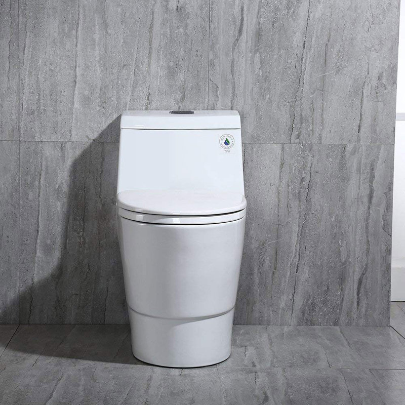 Woodbridge 1 28 Water Efficient Elongated One Piece Toilet Seat Included Reviews Wayfair